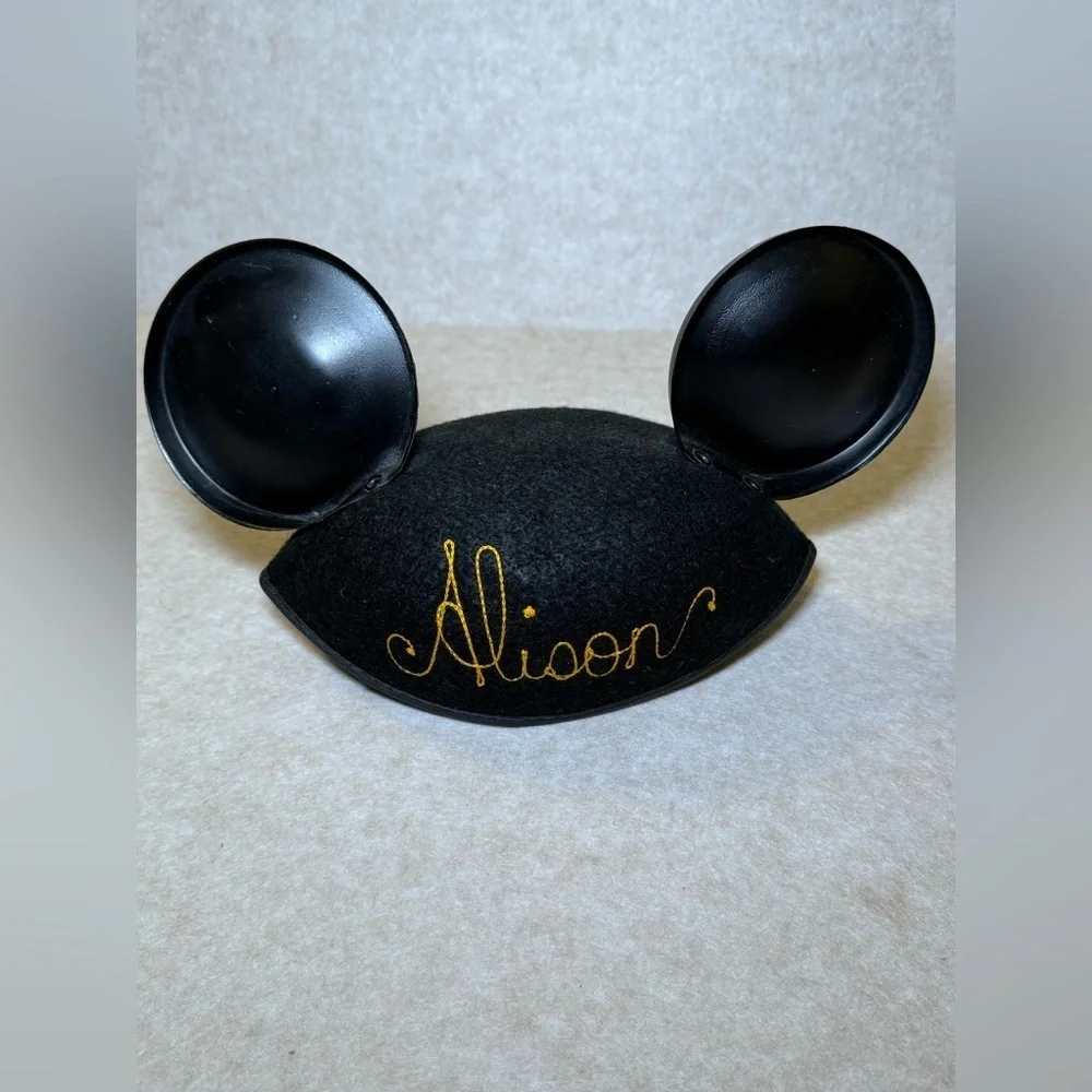 Disney Walt Disney World Kids Black Mickey Ears Hat with name Alison